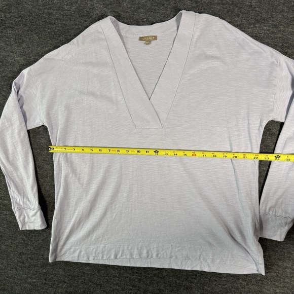 ANTHROPOLOGIE Lilla P Blue V Neck Cotton Soft Shirt Top Women's Large - Picture 6 of 9